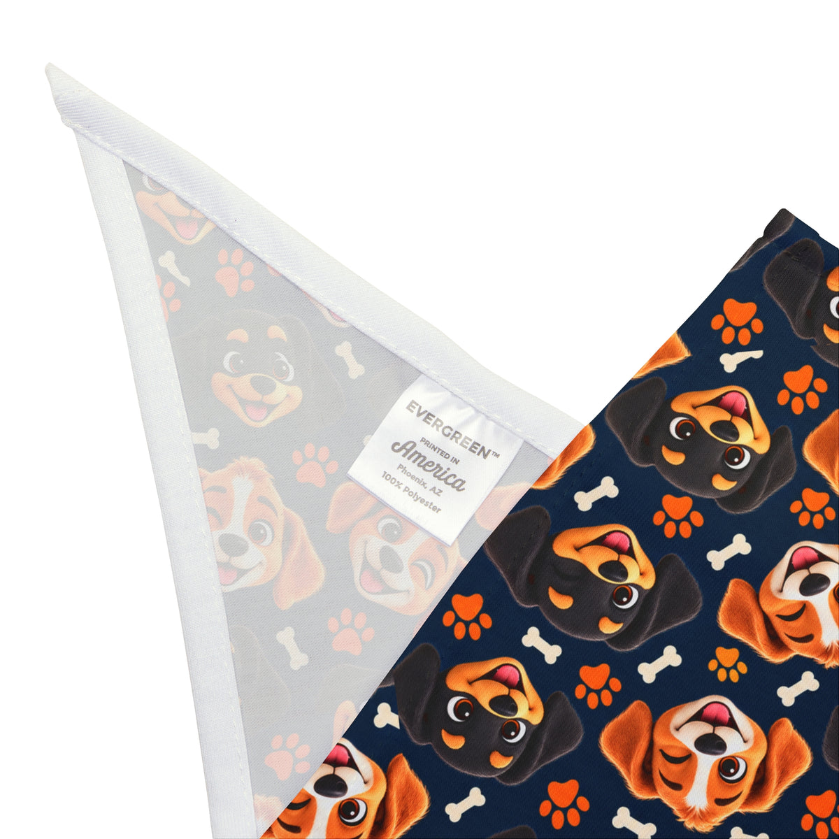 Puppy Stash Stash Crew Dog Bandana — Navy Puppy Pattern — product view 5