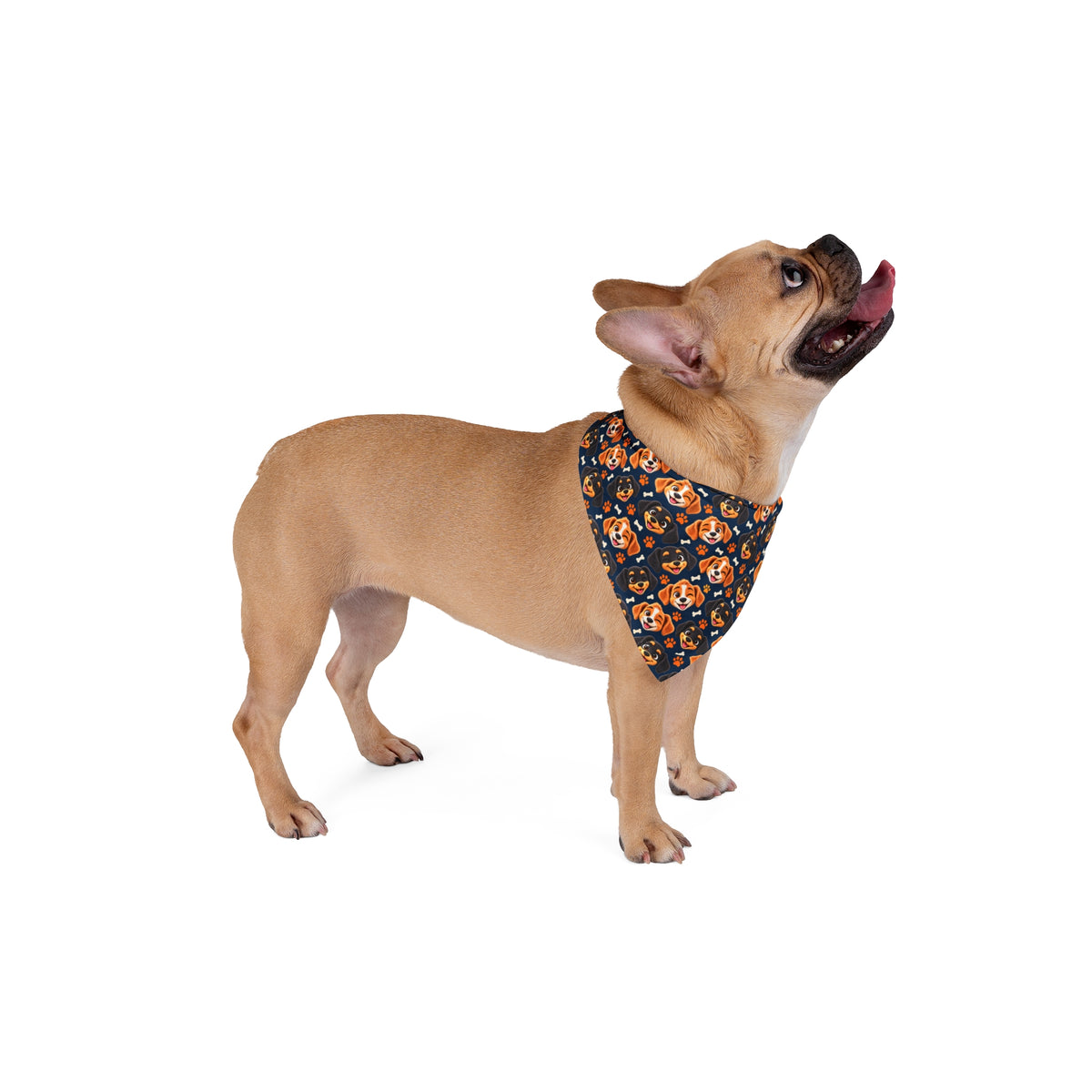 Puppy Stash Stash Crew Dog Bandana — Navy Puppy Pattern — product view 9