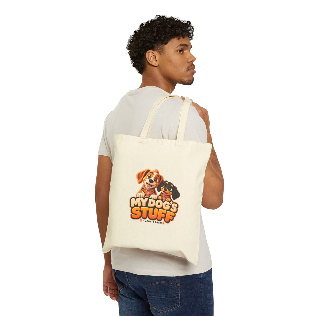 Puppy Stash My Dog’s Stuff Canvas Tote — Crunchy & Munchy — product view 4
