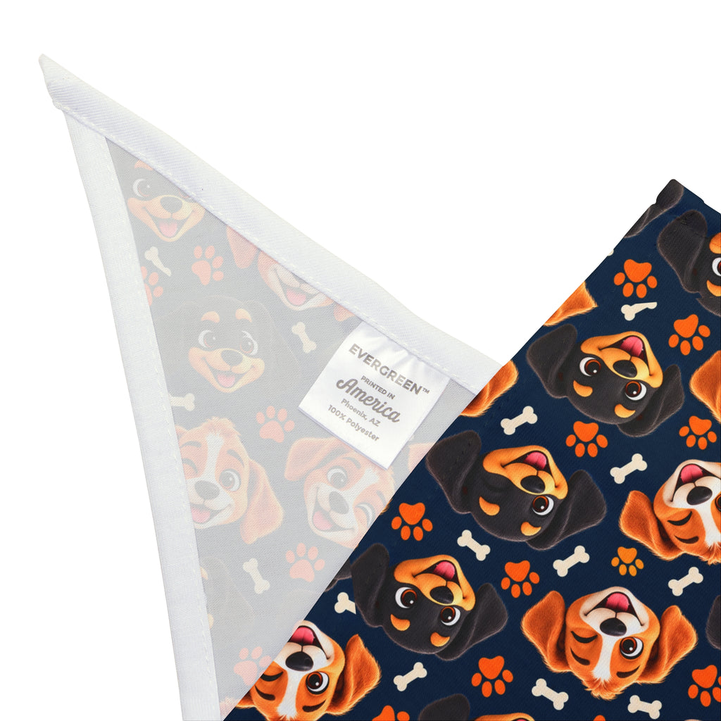 Puppy Stash Stash Crew Dog Bandana — Navy Puppy Pattern — product view 8