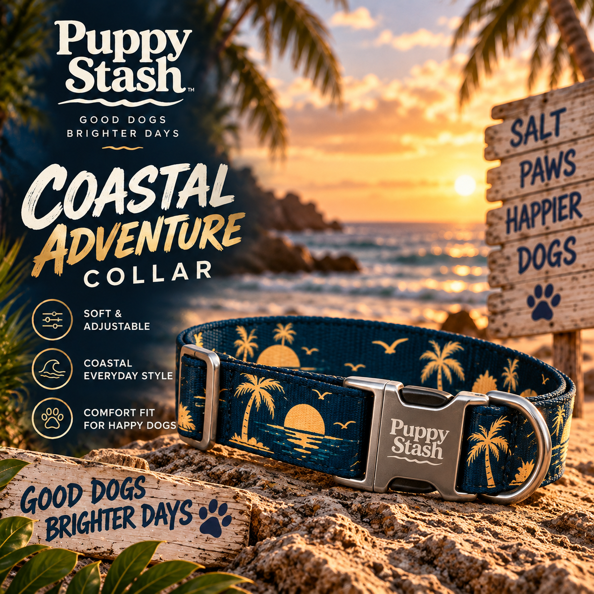Puppy Stash Coastal Adventure Collar