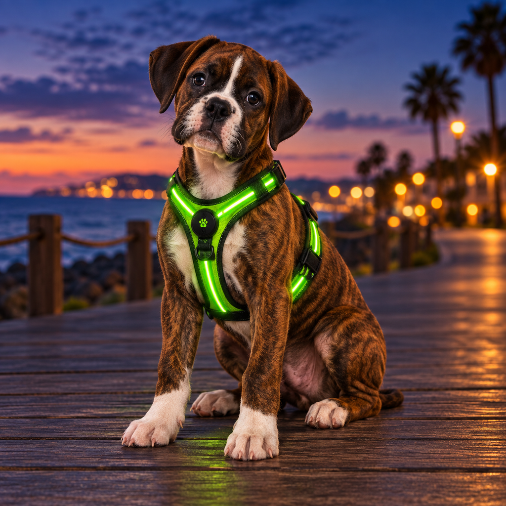 After Dark LED Dog Harness — Glow-in-the-Dark Safety Harness for Night Walks