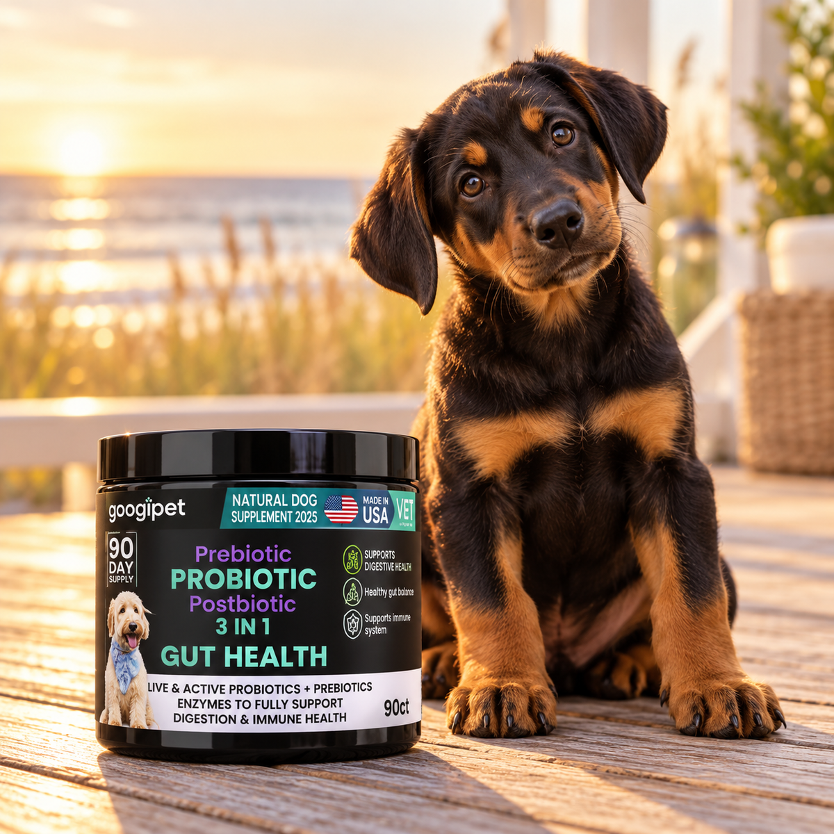 Puppy Stash 3-in-1 Gut Health Probiotic Chews — 90 Count by Googipet