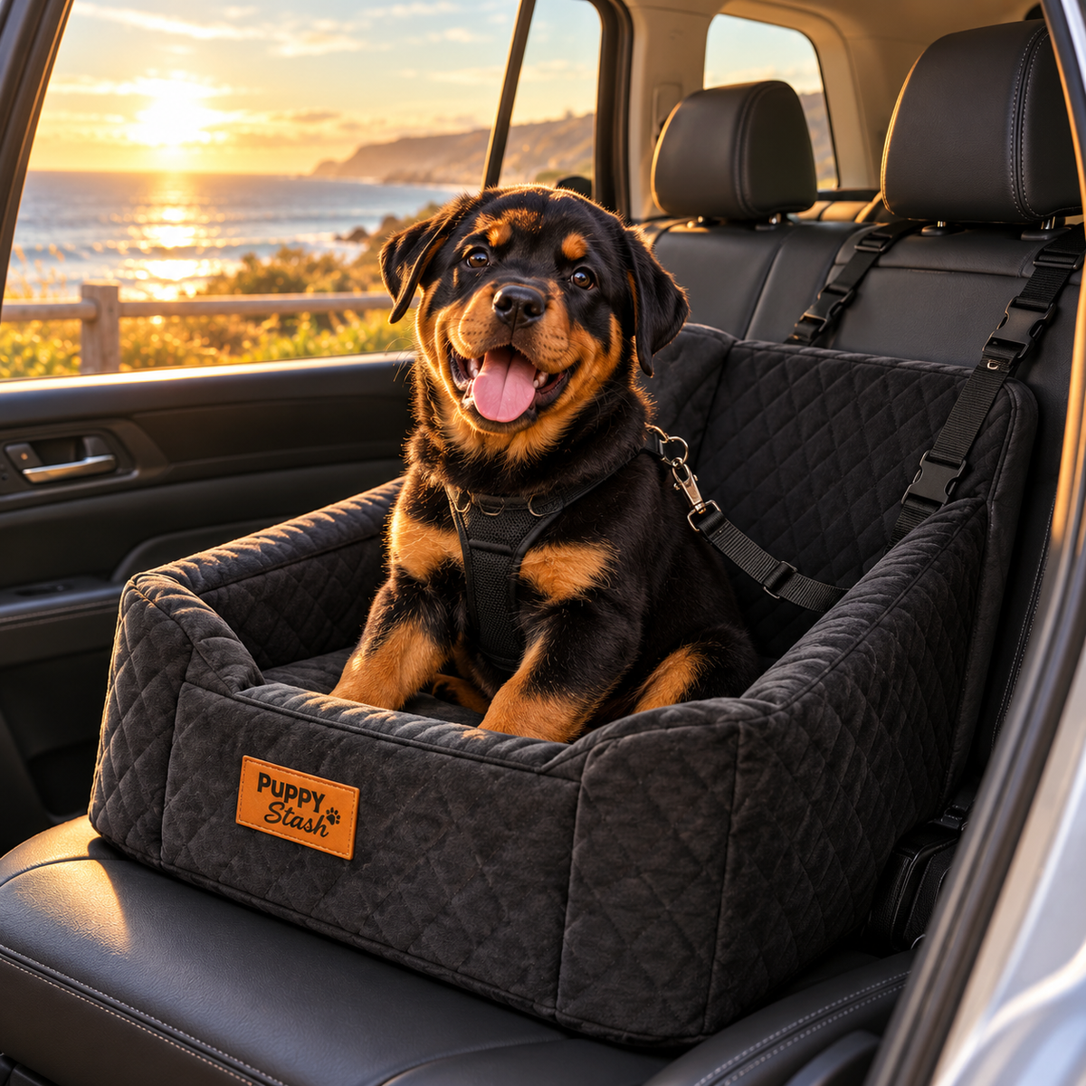 The Puppy Stash™ Road Throne — Luxury Dog Car Seat