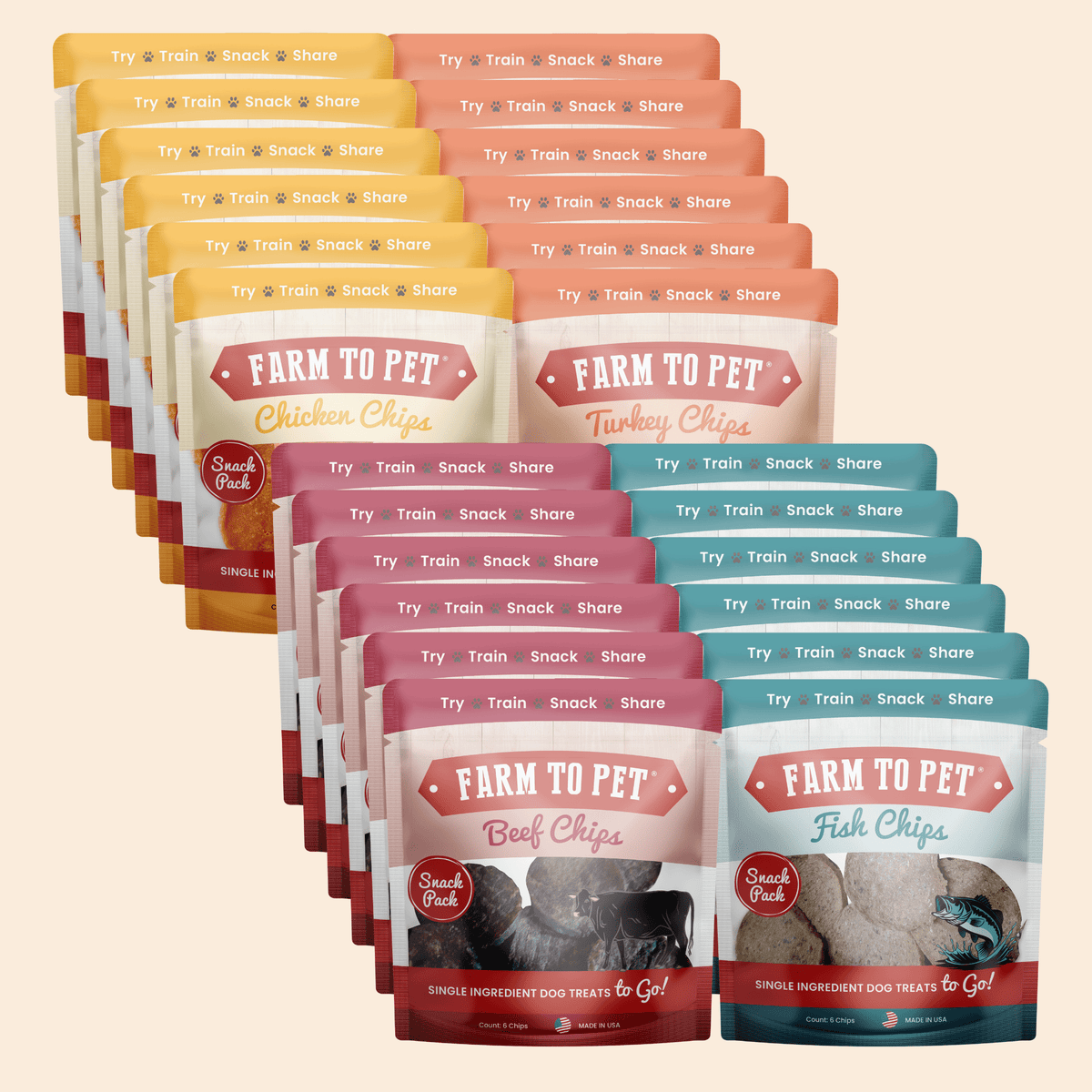 Farm to Pet Snack Pack Dog Treat Sampler — Chicken, Turkey, Beef & Fish