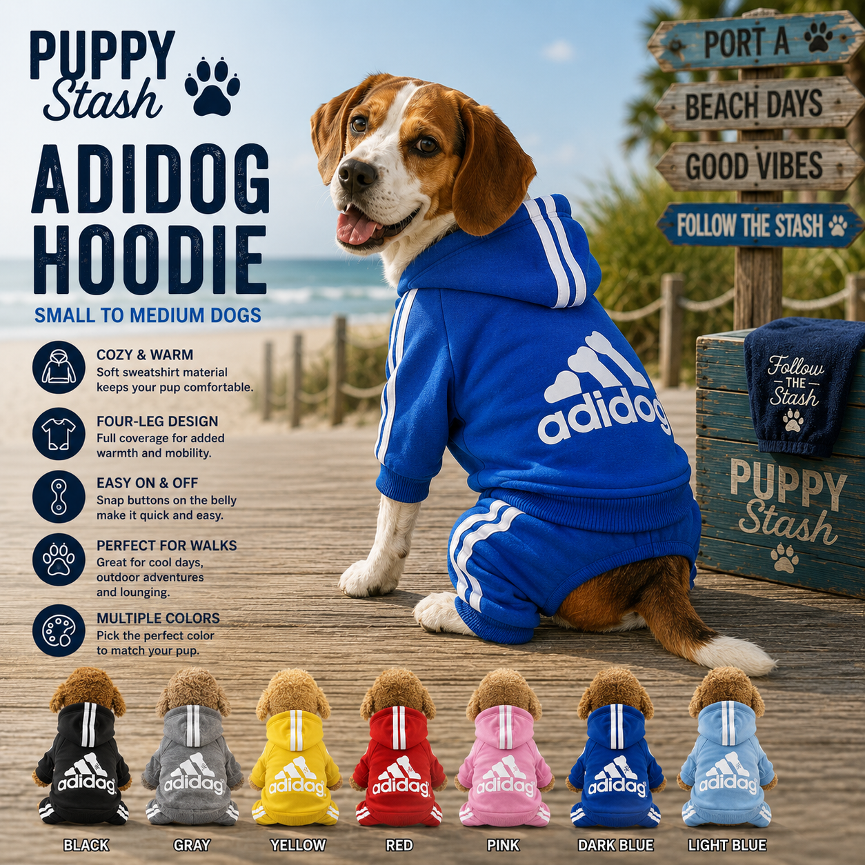 Puppy Stash Track Pup Hoodie