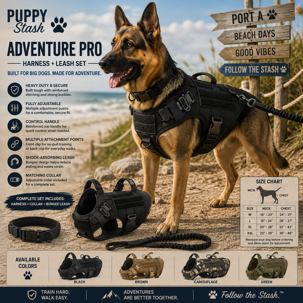 Puppy Stash Adventure Pro Harness + Leash Set