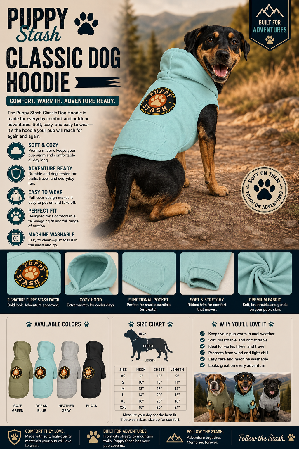 Puppy Stash Classic Dog Hoodie