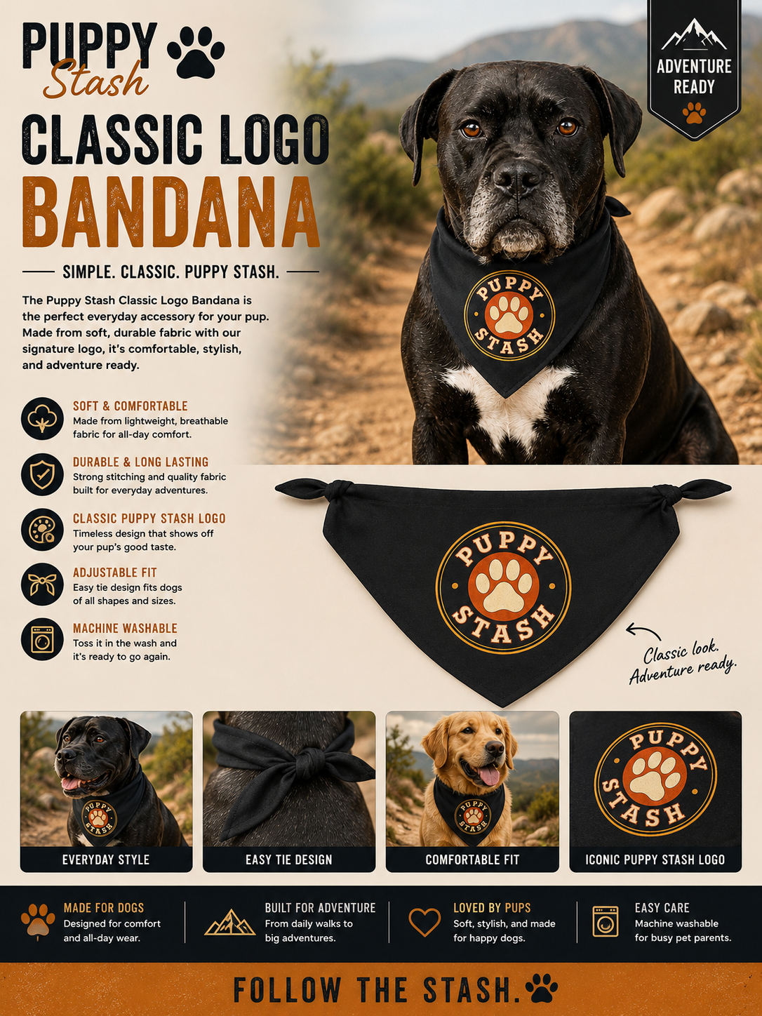 Puppy Stash Classic Logo Bandana