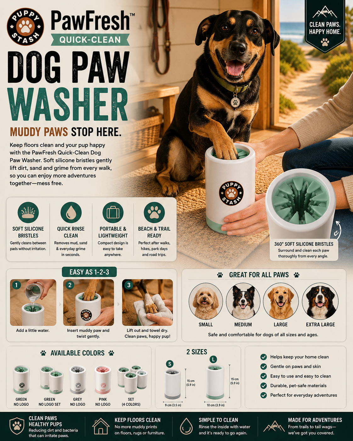 PawFresh Quick-Clean Dog Paw Washer