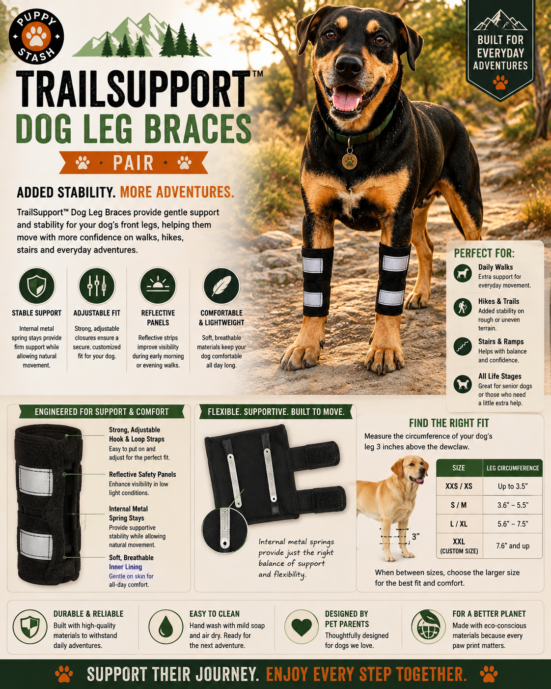 TrailSupport™ Dog Leg Braces — Pair