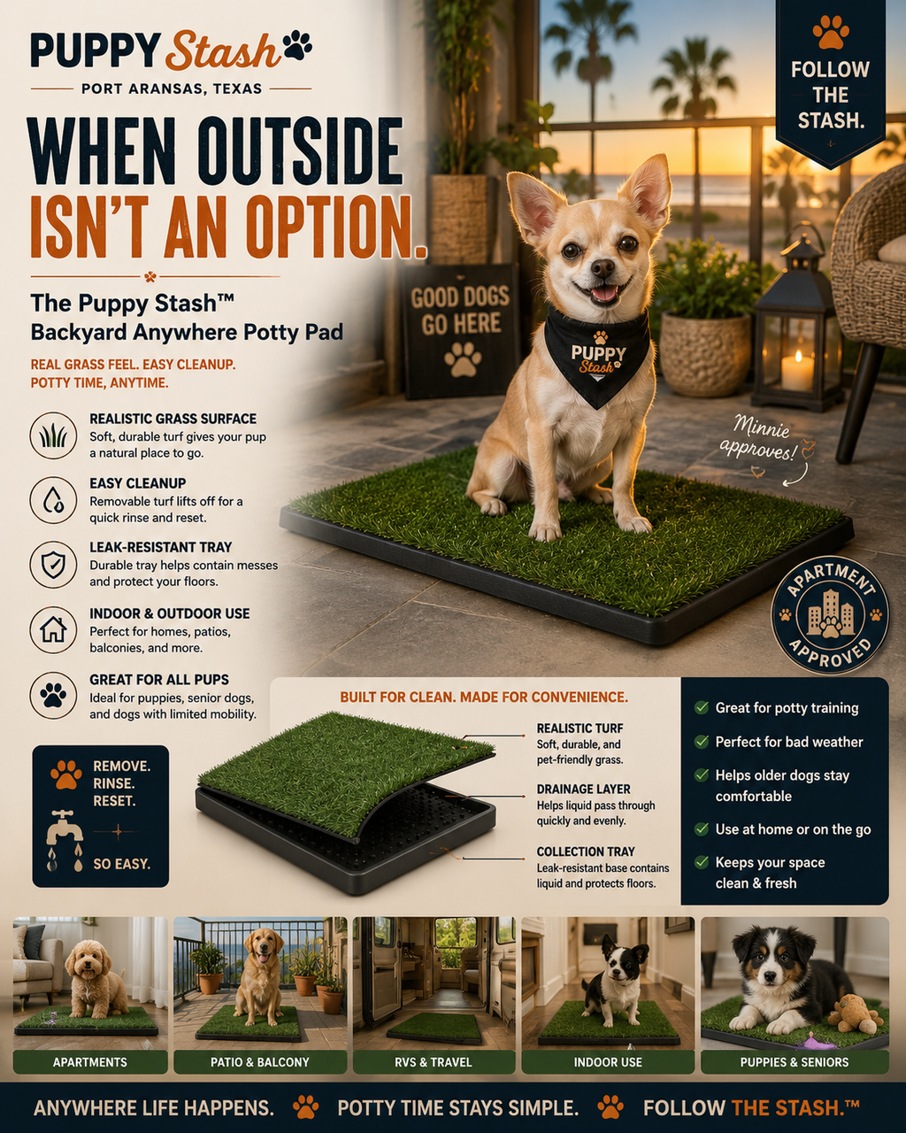 Puppy Stash Backyard Anywhere dog potty pad product view