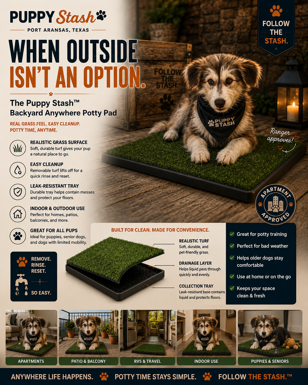 Puppy Stash Backyard Anywhere dog potty pad