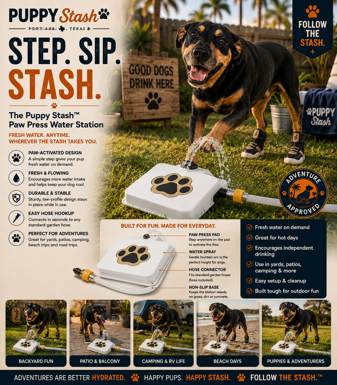 Puppy Stash Paw Press dog water station