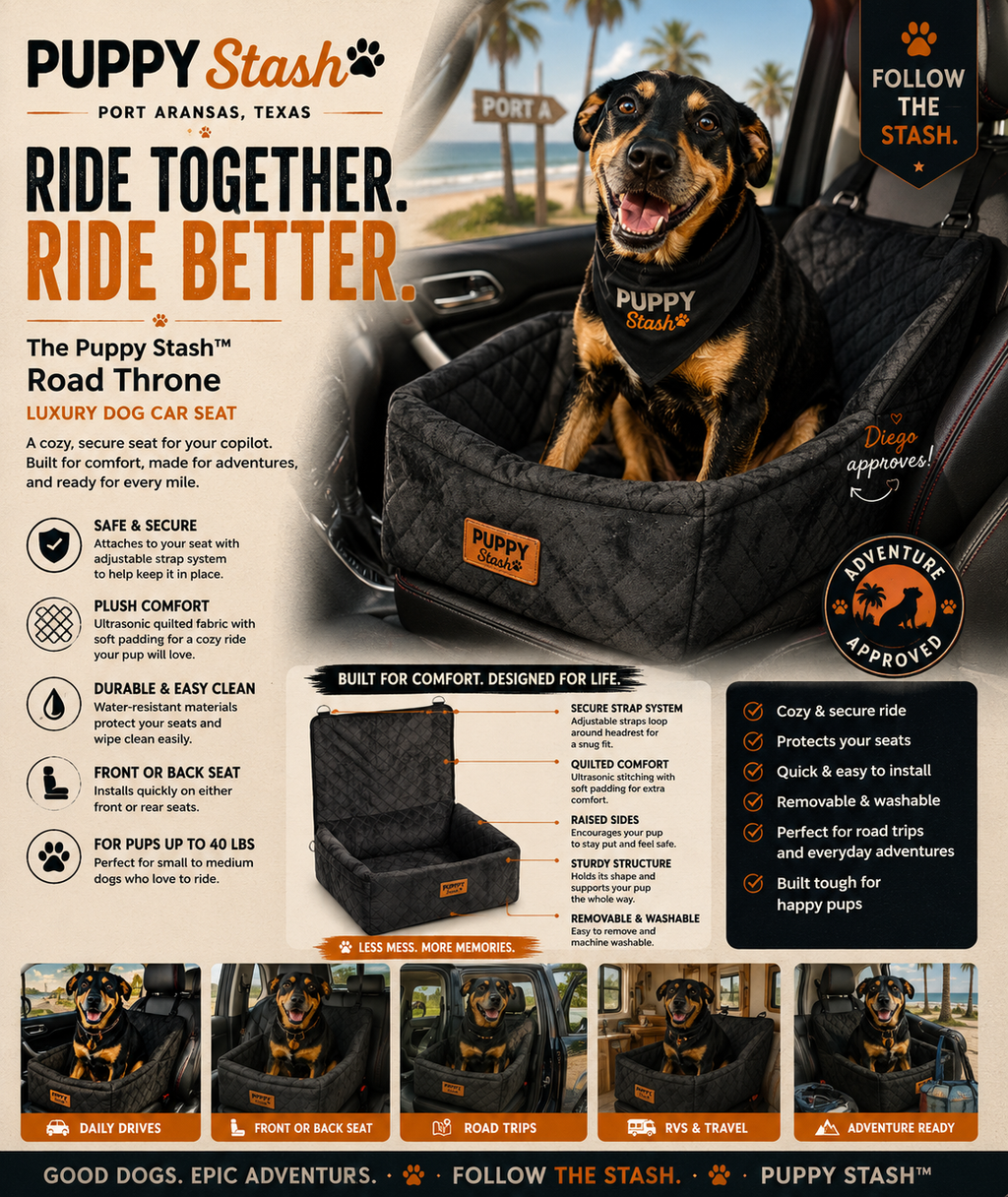Puppy Stash Road Throne luxury dog car seat