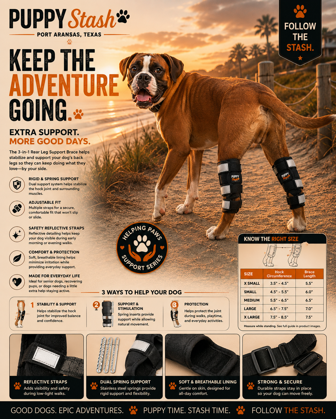Puppy Stash rear leg support brace pair for dogs
