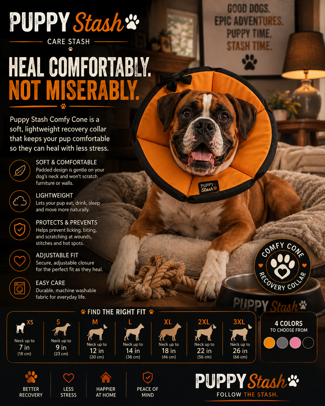 Puppy Stash Comfy Cone recovery collar product view