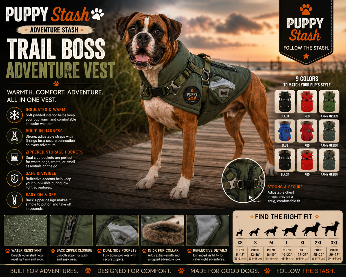 Puppy Stash Trail Boss dog adventure vest