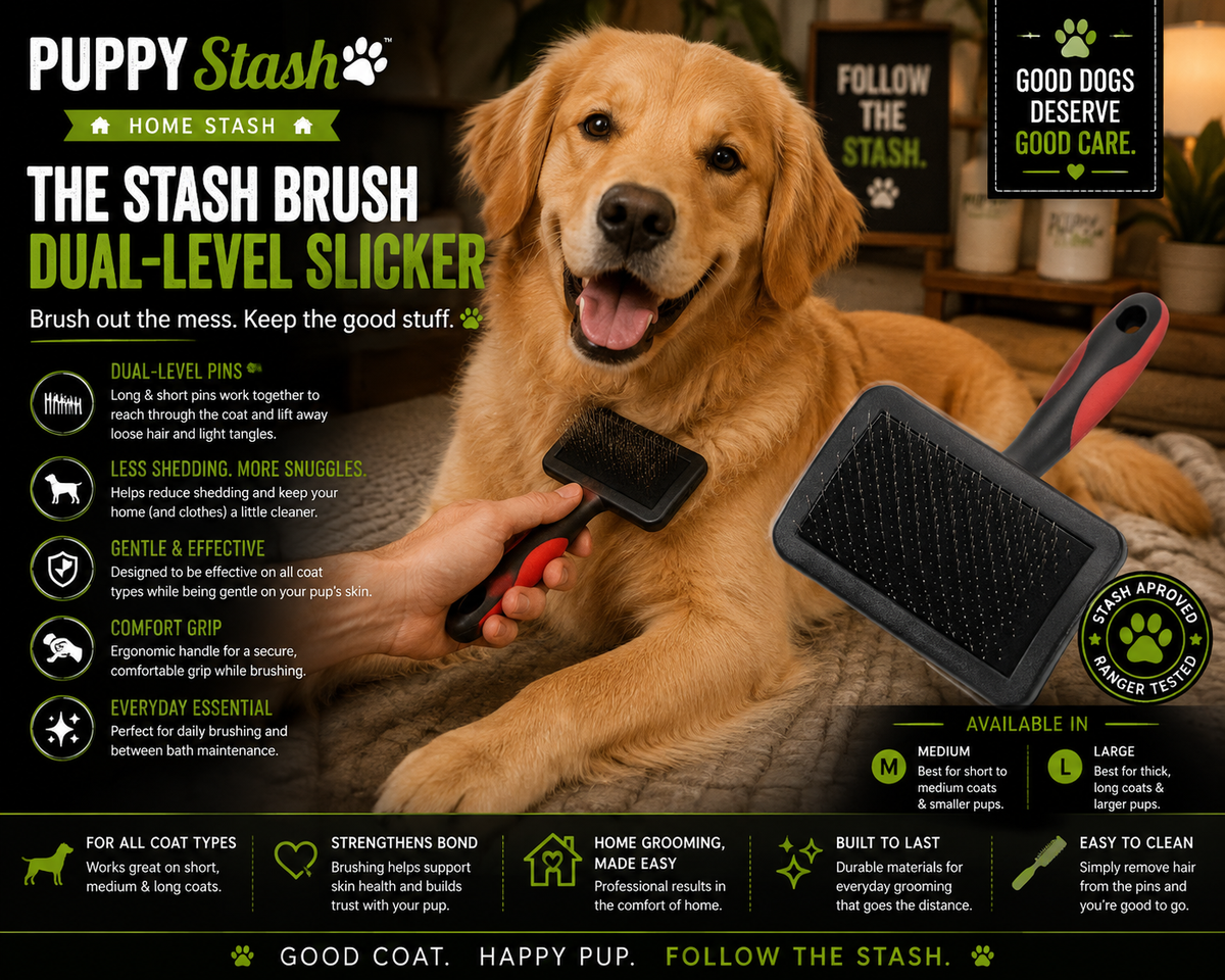 Stash Brush dual-level slicker pet grooming brush