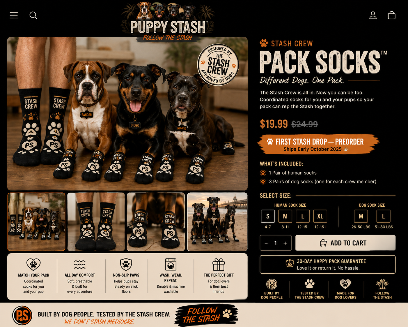 Pack Socks™ — Matching Dog + Owner Sock Set