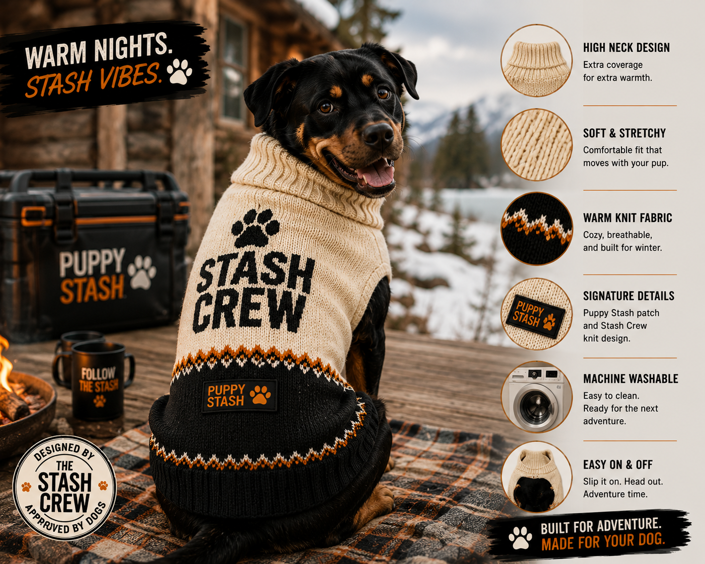 Stash Sweater™ — Winter Crew Dog Sweater