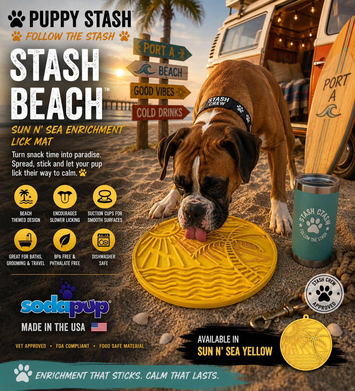 Stash Beach™ — Sun n’ Sea Enrichment Lick Mat by SodaPup