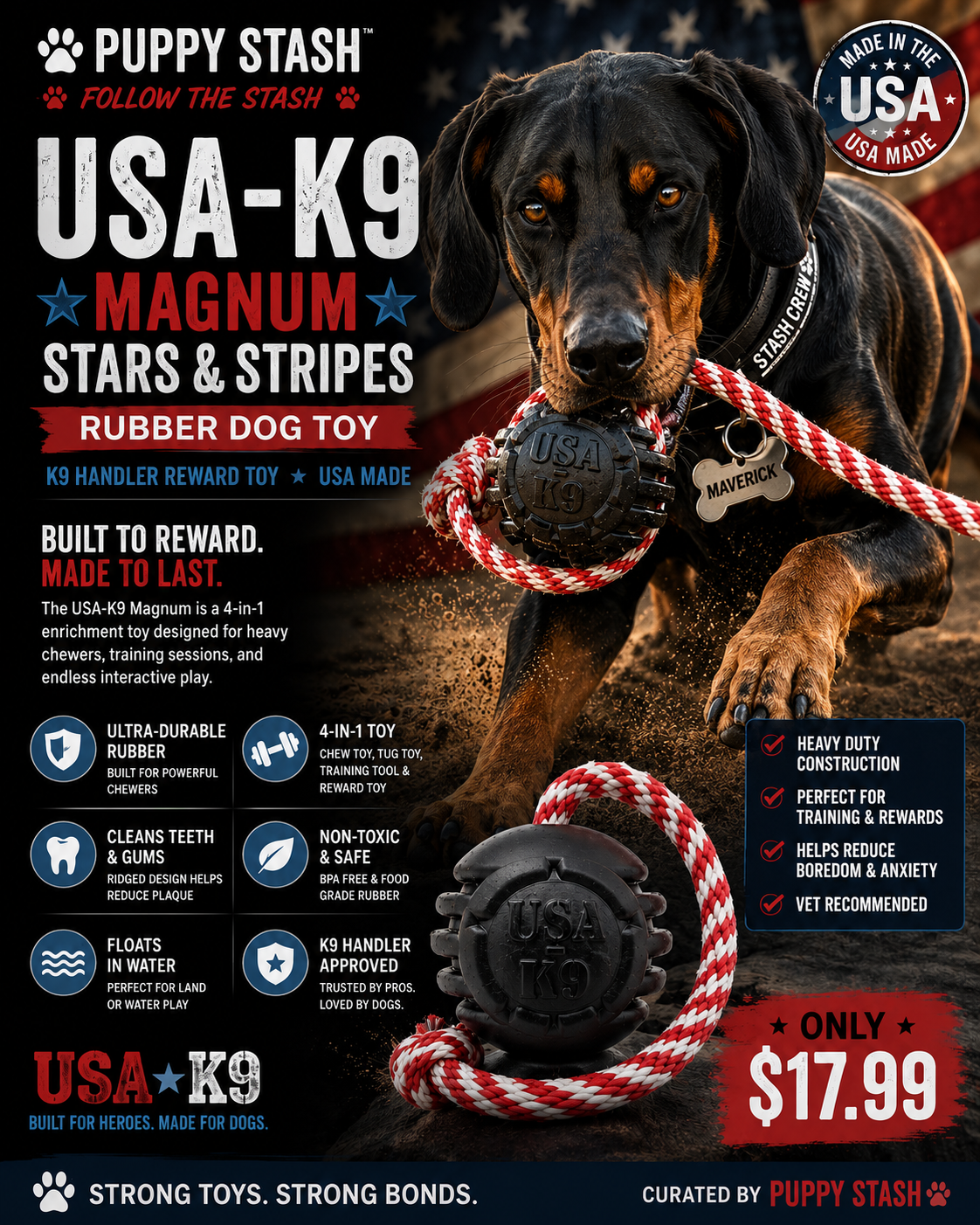 Stash Magnum heavy-duty K9 tug and chew toy