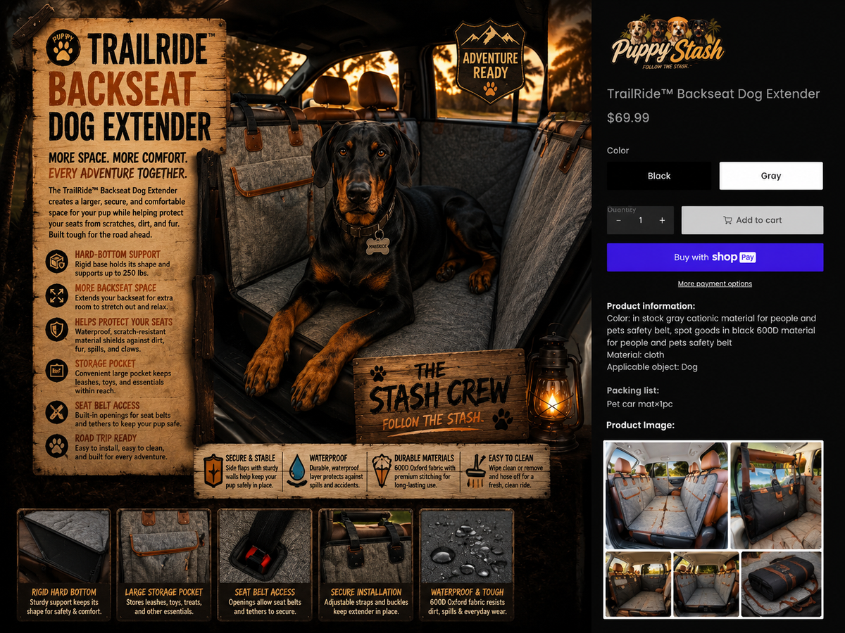 TrailRide backseat dog extender detail view