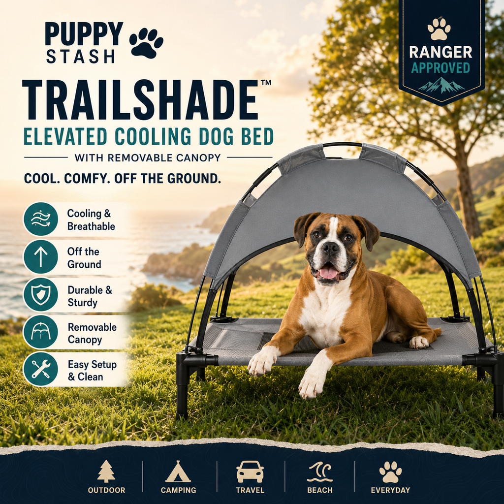 TrailShade elevated cooling dog bed with canopy