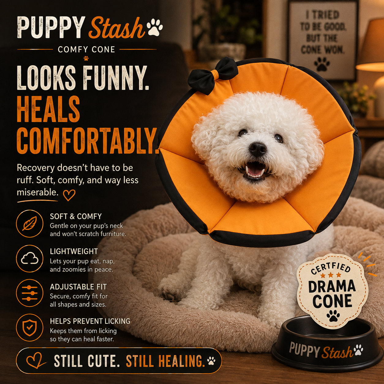 Puppy Stash Comfy Cone soft dog recovery collar