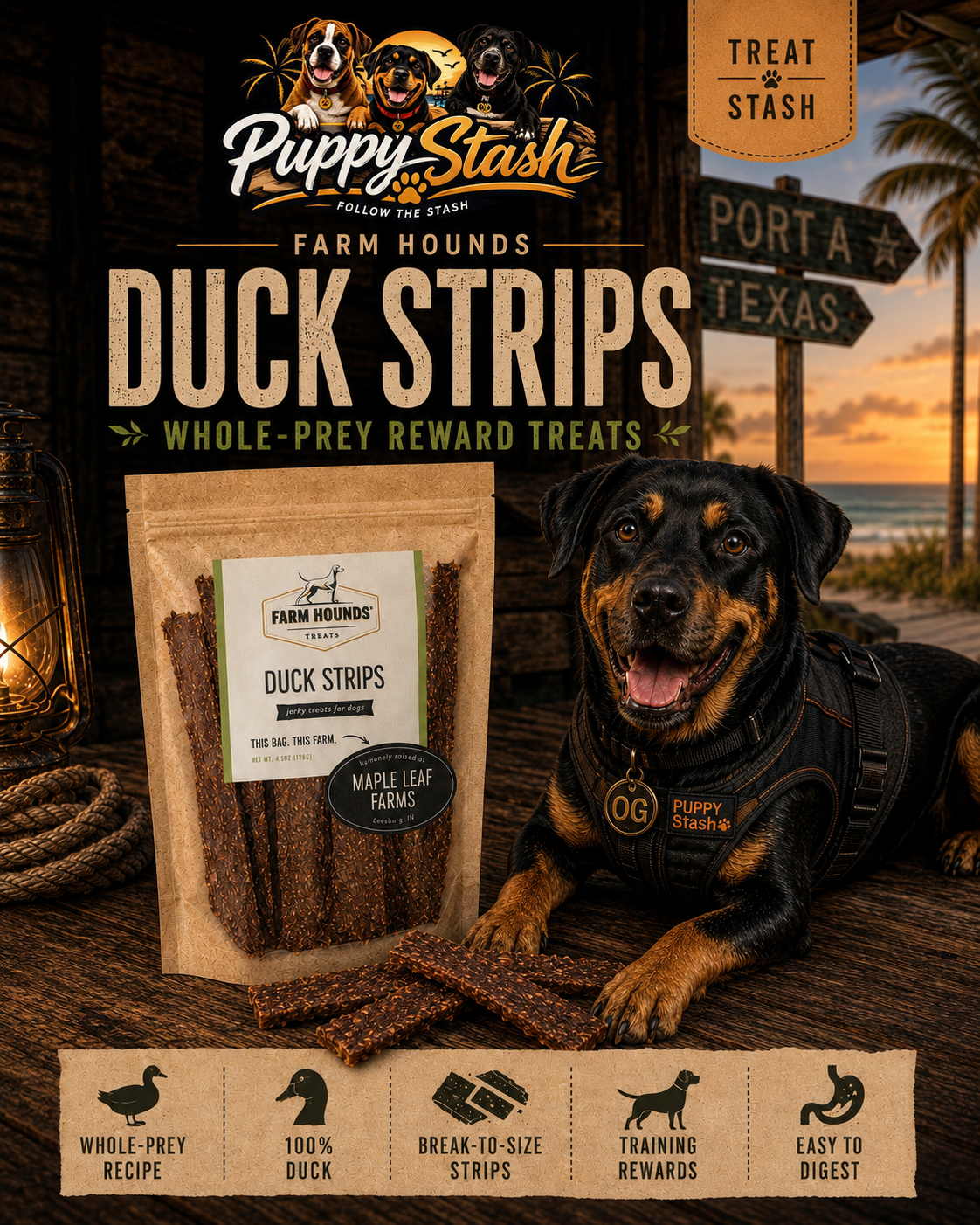 Farm Hounds Duck Strips — Whole-Prey Dog Treats (4.5 oz)