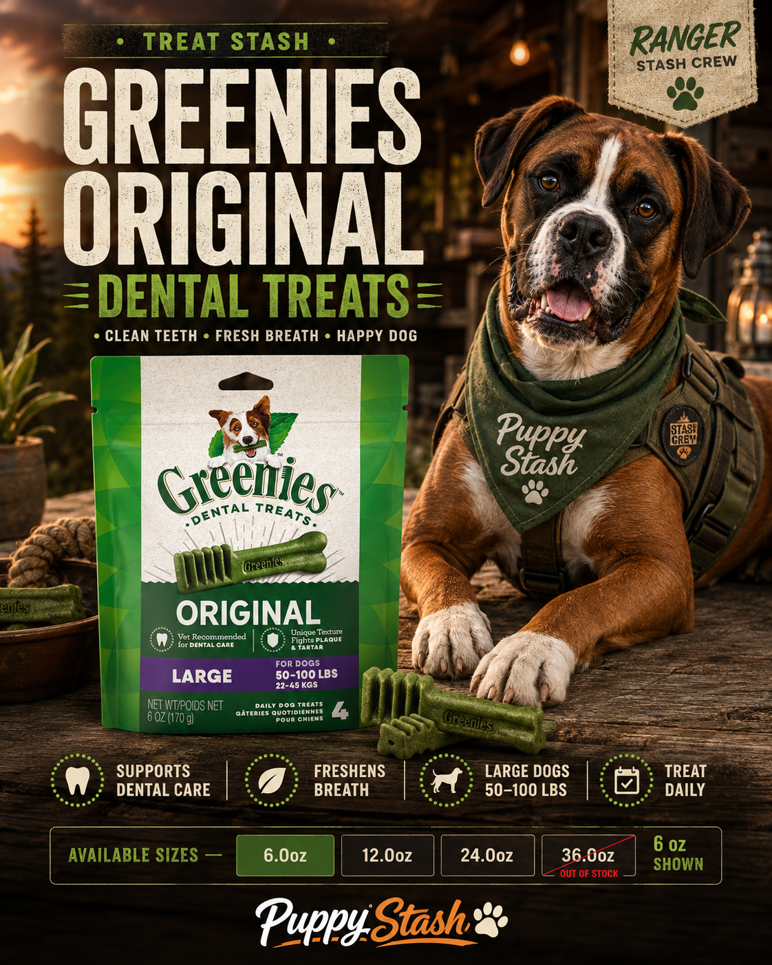 GREENIES Original Large Dental Treats — Daily Dental Chews for Dogs