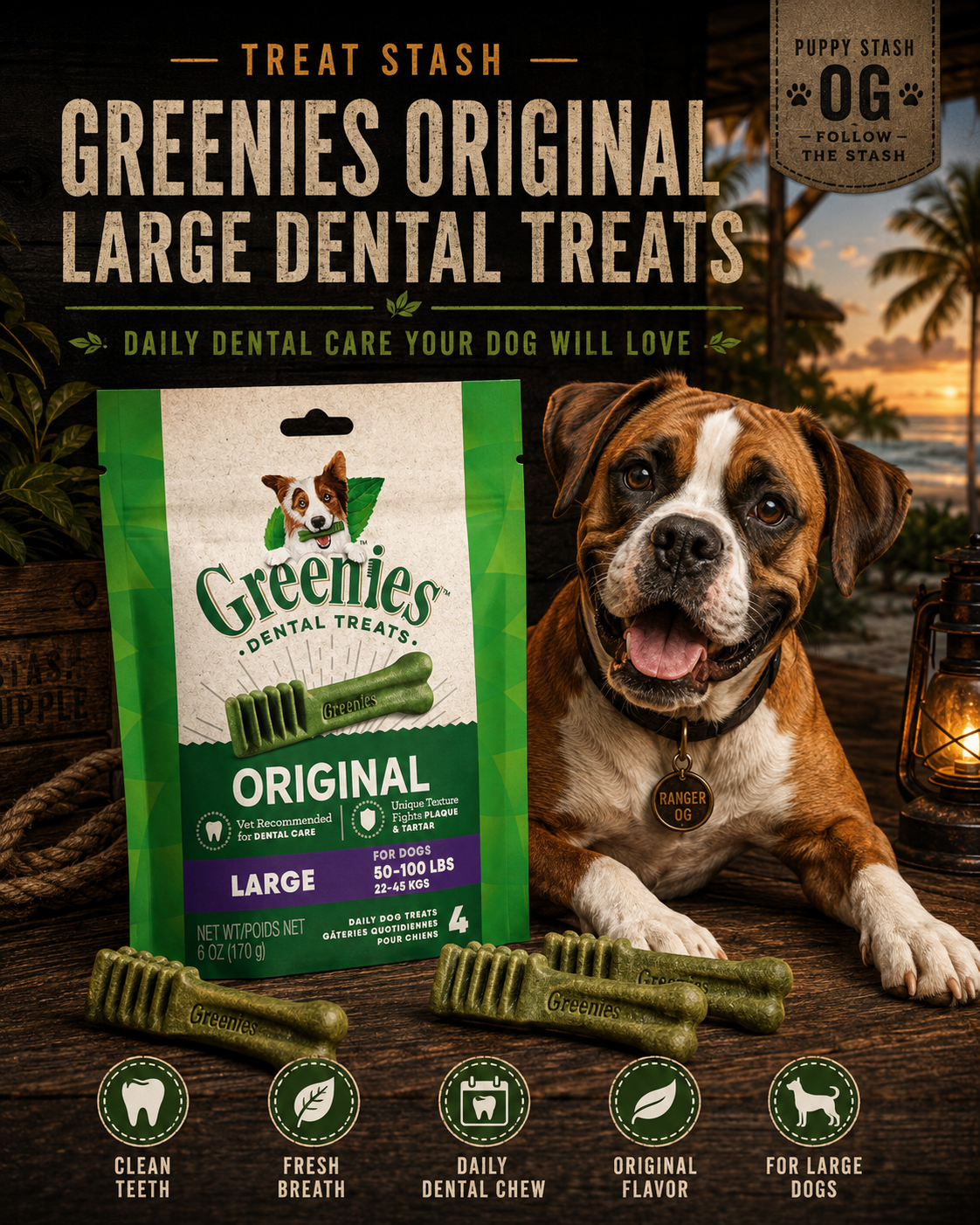 GREENIES Original Large Dental Treats — Daily Dental Chews for Dogs