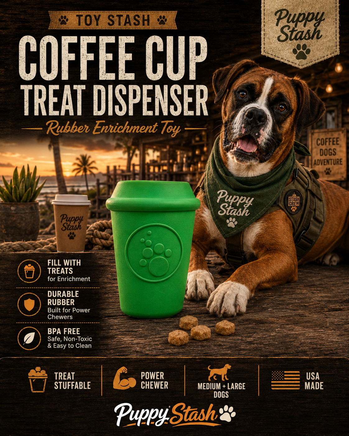 SodaPup Coffee Cup Treat Dispenser — Rubber Enrichment Toy