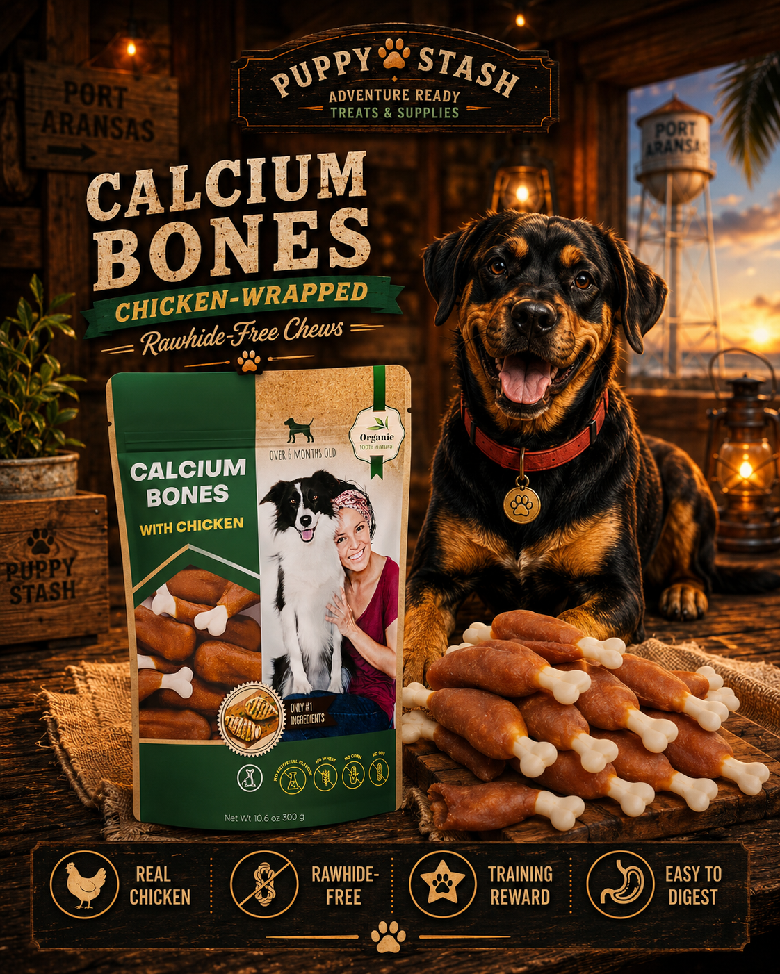 Chicken-wrapped calcium bones rawhide-free dog chews