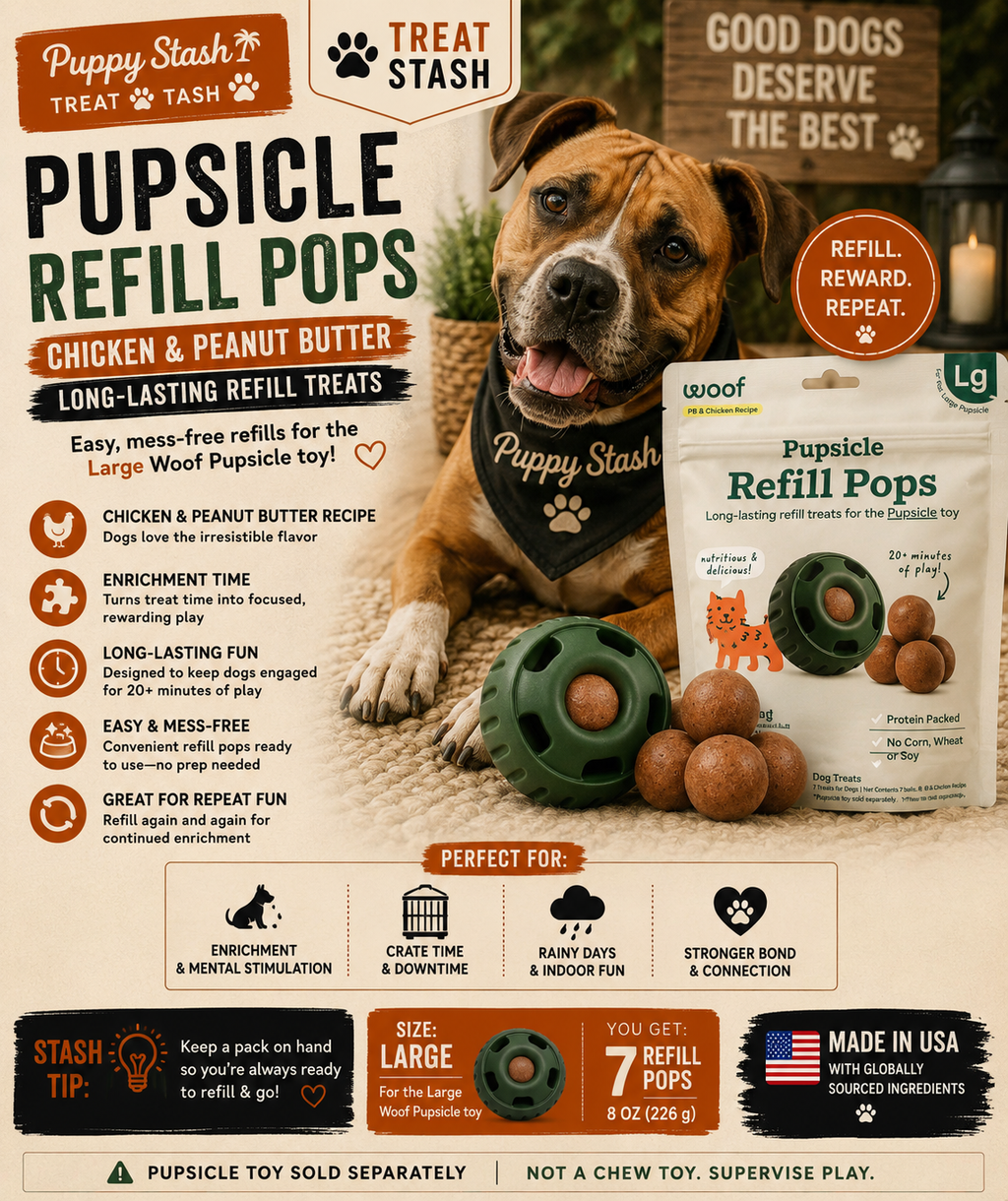 Woof Pupsicle Refill Pops — Chicken & Peanut Butter, Large 7-Pack (8 oz)