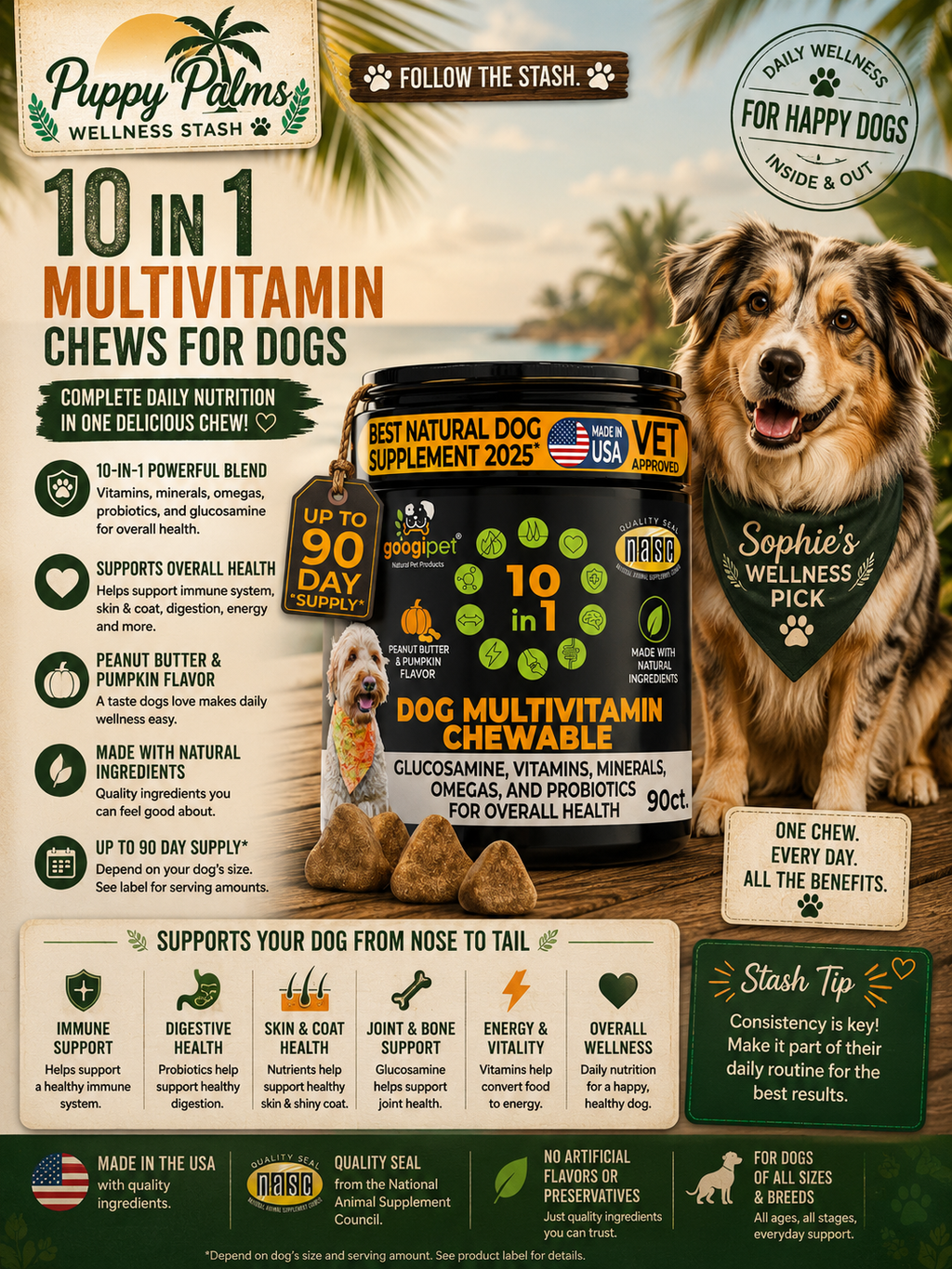 Googipet 10-in-1 dog multivitamin chews