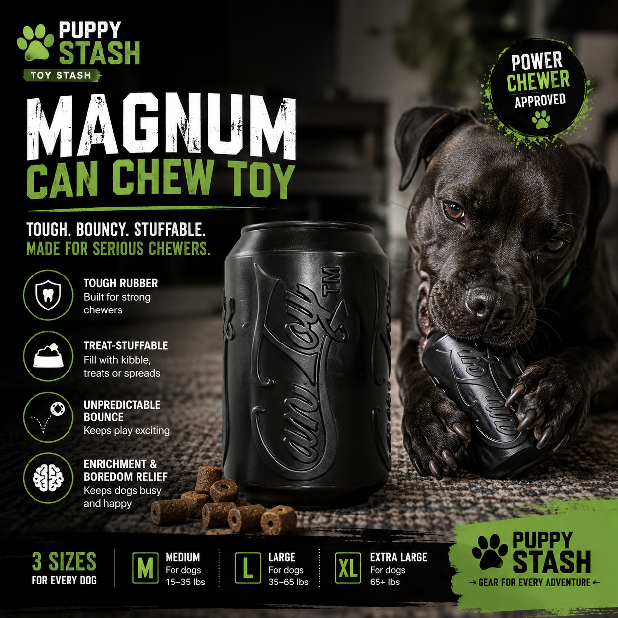 Puppy Stash Magnum Can treat-stuffable dog chew toy