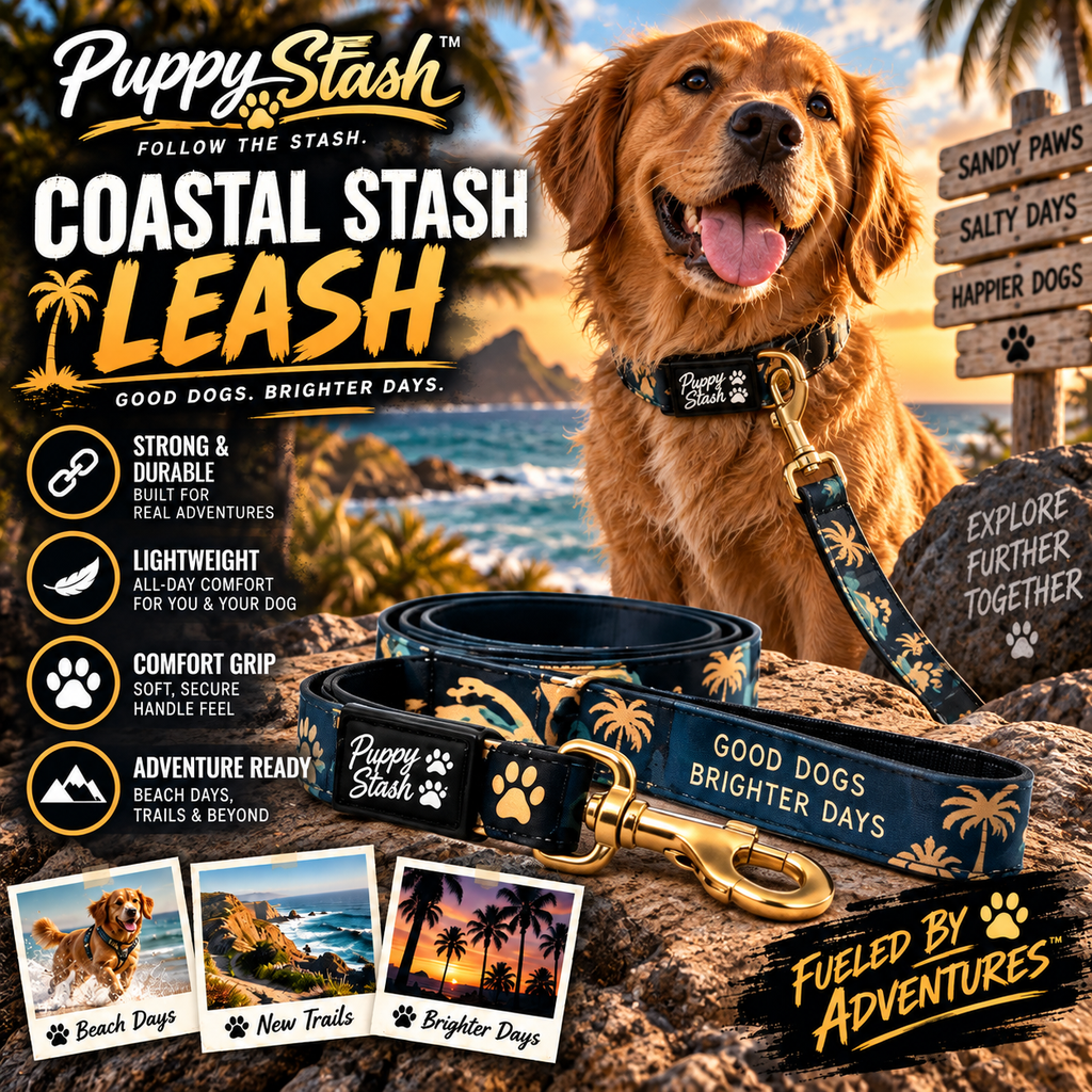 Coastal Stash Leash branded adventure product display