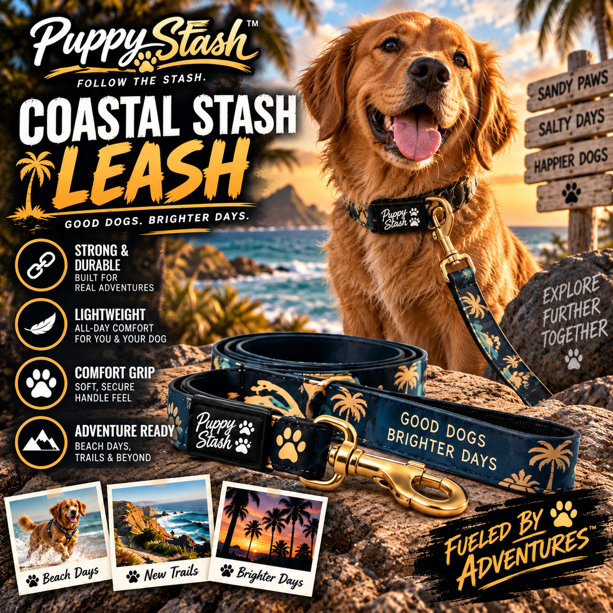 Coastal Stash Leash branded adventure product display
