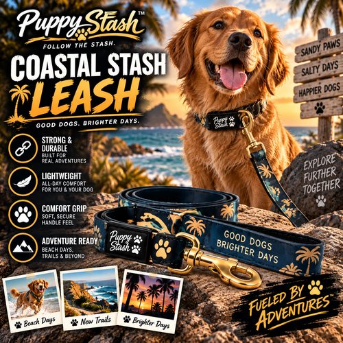 Coastal Stash Leash branded adventure product display
